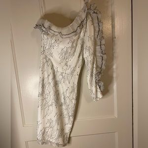 LULUS one sleeve ruffle dress